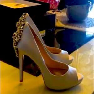 Badgley Mischka Kiara Crystal Back Open Toe Pump